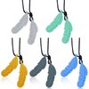 Chew Necklaces for Sensory Kids, Silicone Feather Sensory Chew Necklaces for Boys and Girls with Autism, ADHD, SPD, Chewing, Biting, Oral Adult Chew Toys Teething Necklace for Mild Chewers 5 Pack