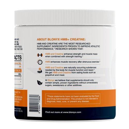 Blonyx HMB + Creatine Supplement - 3g Daily HMB for Enhanced Strength, Power & Recovery, Ideal for High-Intensity Athletes, 30-Day Supply
