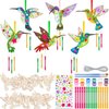 JellyArch 30 Pack Wind Chime Making Kit for Kids, Make Your Own Hummingbird Wind Chime Wooden Ornaments for Girls and Boys DIY Crafts Activity Birthday Summer Decoration