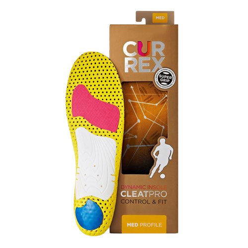 CURREX CLEATPRO - Thin, Arch Support Insoles, Comfort, Cushion and Stability in Cleats, Soccer, Football, Baseball, Softball, Super Grip for Control, Shock Absorbing Inserts, Men and Women