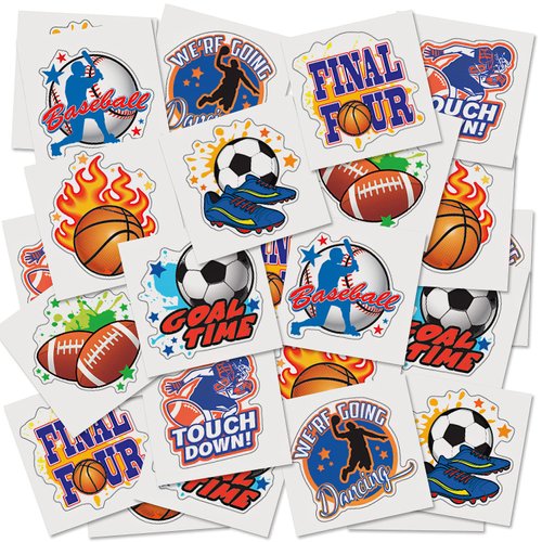 ArtCreativity Sports Temporary Tattoos for Kids -Pack of 144 Individual Kids Tattoos Non-Toxic 2 Inch Sports Party Favors, Sports Birthday Party Decorations, Soccer Party Favors, Football Party Favors