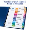 Avery 12 Tab Dividers for 3 Ring Binders, Customizable Table of Contents, Multicolor Tabs, 6 Sets (11196)
