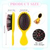 Nuenen 3 Pieces Mini Detangler Hair Brushes Small Wet Dry Hair Brush Travel Detangling Brushes Soft Bristles Pocket Child Hairbrush for Kids Women Girls for Most Hair Types (Yellow, Green, Purple)