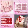 XEAOHESY 440 Pieces 20 Sheets Red Solid Color Toenail Polish Strips Toe Nail Wraps Self-Adhesive Gel Nail Strips Toe Nail Stickers Full Nail Wraps for Women with Nail File