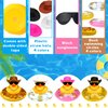 Set of 12 Cowboy Rubber Duck Mini Rubber Duckies with Mini Cowboy Hat Swim Circle Necklace Sunglasses for Bathtub Toys Car Dashboard Decoration Accessories Baby Shower Birthday Swimming Party Favor