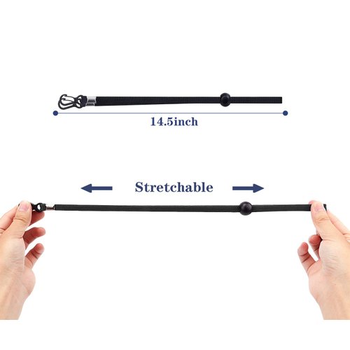 SHINKODA Mask Lanyard Elastic Extra Long Face Mask Extender Strap with Double Holder Clips & Adjustable Cord Locks for Kids Men Women, Pack of 5