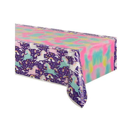 Magical Unicorn Party Rectangular Plastic Table Cover - 54" x 84" (1 Pc.) - Durable & Vibrant Party Essentials, Perfect for Enchanting Parties & Celebrations