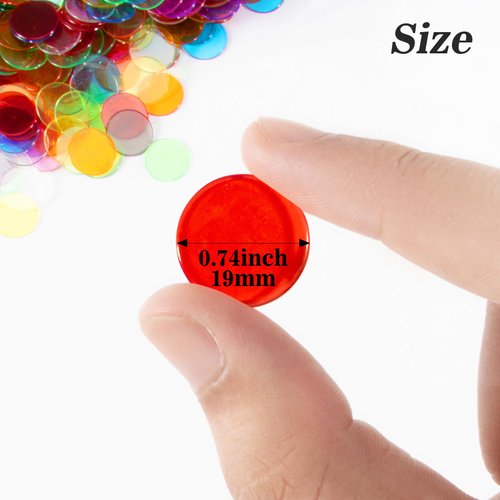 Sukh 500pcs Bingo Chips for Bingo Games Colored Bingo Markers Chips Loteria Mexican Bingo Fichas De Bingo Plastic Poker Chips Pokeno Board Game Transparent Math Counters Game Pieces for Classroom
