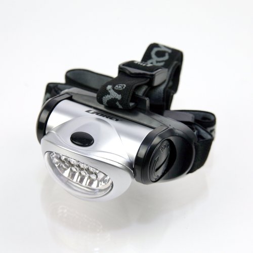 Dorcy 8-LED Adjustable LED Headlight Flashlight with Blinking Red Light Setting and Push Button Switch, Black (41-2095)