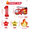 Fire Truck Party Decorations, 7pcs Fire Truck Birthday Party Balloons Fire Party Balloons for Firefighters 1st Birthday Fire Engine Rescue Themed Party Supplies