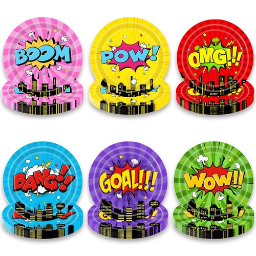 NF ORANGE 60pcs Super Theme Hero Party Plates, Super Theme Hero Party Supplies, Cartoons Theme Party Decoration, kids Birthday Party Supplies