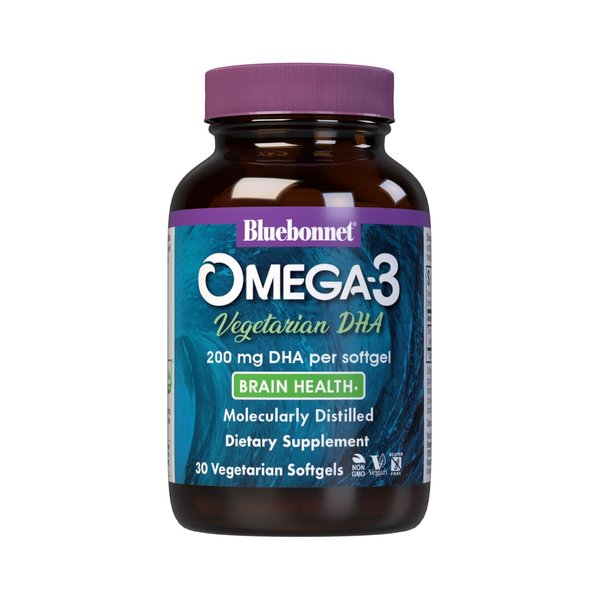 BlueBonnet Natural Omega-3 Vegetarian DHA Vegetarian Softgels, 200 mg, 30 Count