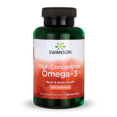 Swanson High Concentrate Omega-3 Fish Oil - Essential Fatty Acids - (120 Softgels, 680mg Each)