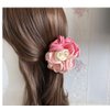 Fodattm 2PCS Women Flower Hair Clips Hair Claw Elegant Beauty Ribbon Jaw Clip Headwear Hair Jewelry (Pink/Purple)