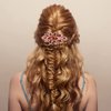 Sankuwen Floral Rhinestone Hairpin Luxury Crystal Flower Hair Barrette Clip (Red-Purple)