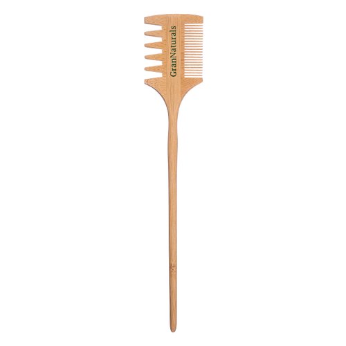 GranNaturals Edge Control Comb - 2-in-1 Grooming Accessory with Long Natural Soft Pear Wooden Handle - Double-Sided Fine Tooth Styling Brush for Baby Hairs, Hairline - Wide Tooth Detangling Styler