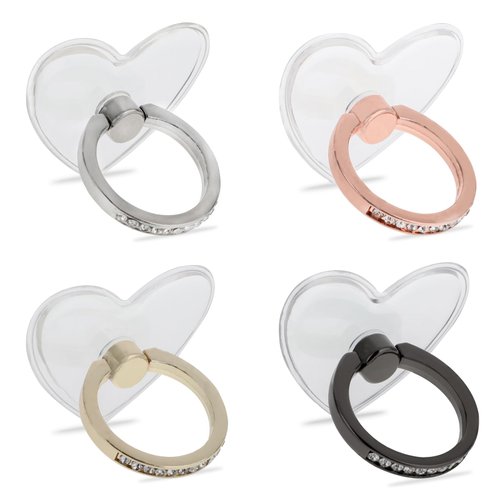 WLLHYF 4Pcs Clear Cell Phone Ring Holder Transparent Phone Grips Stand Holder 360 Degree Rotation Finger Ring Holder for Most Phones, Tablet and Case(4 Color)
