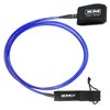 XM SURF MORE Premium Surfboard Leash, 9ft, Made in USA, Regular Cord Thickness (.270in), Key Pocket, Unbreakable Swivels, Detachable Railsaver, Blue Leash, Black Strap, Kink-Free [3 Year Warranty]