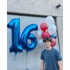 Navy Blue Number 16 Balloon 40 inch, 16 Number Balloon, 16th Navy Blue Birthday Decorations, 16 Year Old Girls Boys Blue Party Supplies