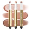 Falocutus 3 PCS Gel Eyeshadow Stick,Cream Matte and Shimmer Eyeshadow Pencil,Waterproof & Smudge-Proof Highlighter Makeup Pen,Long Lasting Shimmer Finishing and Create Resistant,M-Dancing Petals