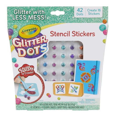 Crayola Glitter Dots Stencil Stickers Craft Kit Age 7+, Sticker Stencils