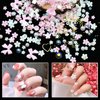CESUSME 3D Pink White Mini Flower Bows Nail Charms Flowers Acrylic Nail Charms with Golden Round Beads Nail Gems Charms for Nail Art DIY Accessories