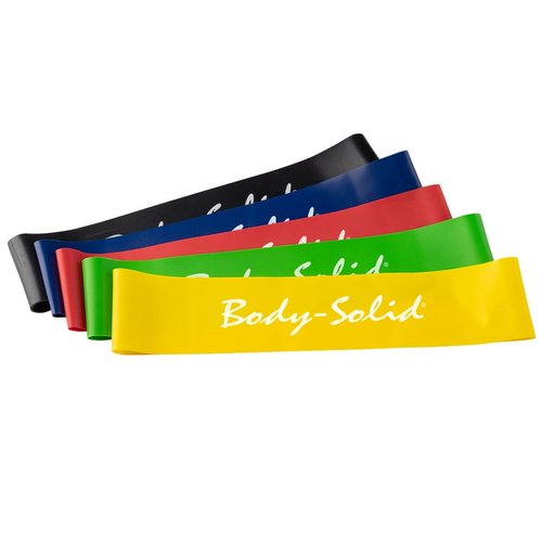 Body Solid Tools (BSTBM-5PACK) Mini Bands for Workout Resistance Exercise & Physical Therapy, Securely Attach to Ankles Knees & HIPS Band for Total Body Conditioning & Core Strength, 5-Pack