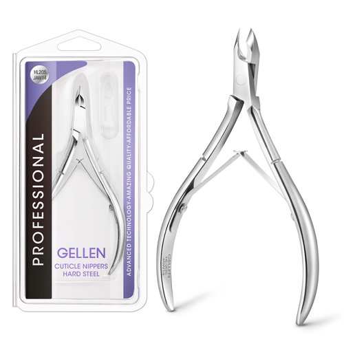 Gellen Double Spring Cuticle Nippers with Sharp Blades Professional HL-205 Jaw 14 Hard Steel Cuticle Trimmer Nail Care Tool at Home Spa Salon