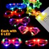 24 Packs LED Glasses for kids Glow in the dark Party Supplies Favor,6 LED 6 Shapes Glasses Flashing Plastic Light up Glass Toys Bulk 3 Replaceable Battery fit New Year Eve Party Supplies Holiday