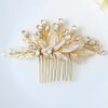 Asooll Bride Wedding Hair Comb Gold Leaf Rhinestone Bridal Hair Piece Crystal Hair Clip Hair Accessories for Women and Girls