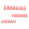DOCVOEOMH Press on Nails Short Medium Coffin French Pink Acrylic Fake Nails with Rhinestones Heart Design Glue on Glossy Full Cover Artificial Gel False Stick on Nail for Girls Women Wedding 24Pcs