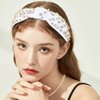 Uintoon White Knotted Headband Sparkly Rhinestone Headbands Women Girls Wide Top Knot Shiny Headbands Headpieces Crystal Beaded Jeweled Hairbands Fashion Embellished Hair Band Non Slip Accessories