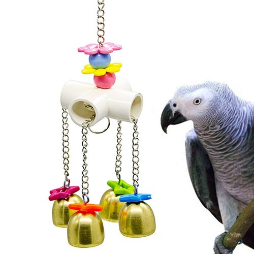 Bird Parrot Toy Colorful Bird Swing Toys with Bell Hanging Toy for Budgie Lovebirds Conures Small Parakeet Cages Decorative Accessories