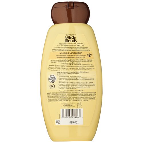 Garnier Whole Blends Nourishing Shampoo with Avocado Oil & Shea Butter Extracts, 12.5 Fluid Ounce