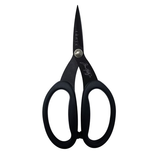 Tim Holtz Small Titanium Scissors - 7 Inch Mini Snips with Micro Serrated Blade - Non Stick Craft Tool for Cutting Paper, Fabric, and Sewing - Black Comfort Grip Handles