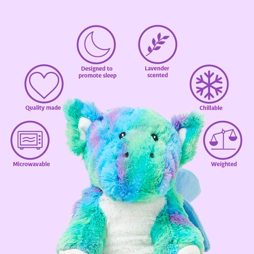 warmies Microwavable & Weighted Stuffed Animals, Baby Dragon - Heated Stuffed Animal Plushie for Warmth & Comfort - Cute Soft Plush Toys for Adults & Children (Boys, Girls, Babies & Toddlers)