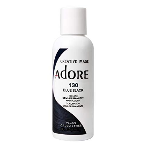 Adore Semi Permanent Hair Color - Vegan and Cruelty-Free Hair Dye - 4 Fl Oz - 130 Blue Black (Pack of 2)