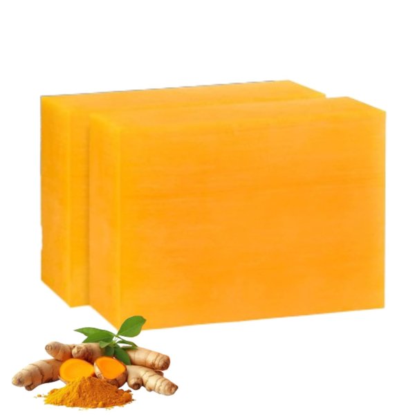 CRIVERY 2PCS Kojic Acid Soap, Lemon Turmeric Kojic Acid Soap, Orange Vitamin C Handmade Soap, Orange Kojic Acid Soap for Body Face Wash, Natural Orange Soap Bar for Home and Travel
