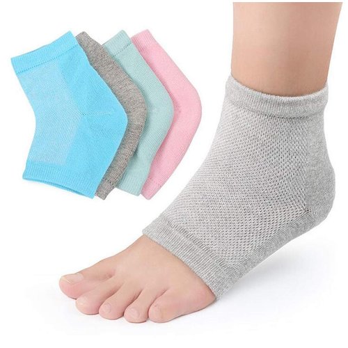 Snadulor 3 Pairs Moisturizing Feet Sleeve Gel Heel Socks for Dry Cracked Heels,Spa Gel Socks,Open Toe Socks for Men Women,Nude