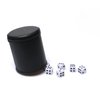 RERIVER Felt Lined PU Leather Dice Cup Set with 6 Dot Dices (Black, Pack of 1)