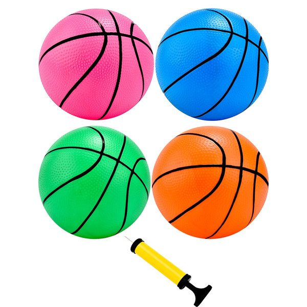 4 Pieces Mini Basketball Inflation Mini Ball with Pump and Basketball Needles for Toddler Kids Teenagers Party Favor Gifts