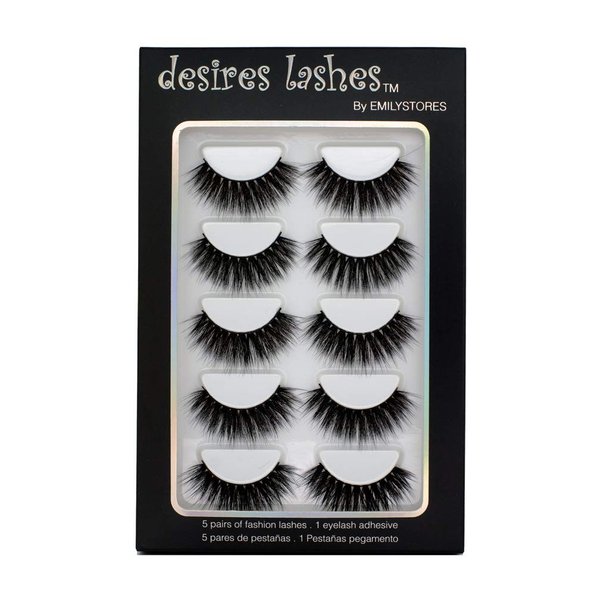DESIRES LASHES By EMILYSTORES Natural Eyelashes 3D Faux-Mink Lashes Multipack 5Pairs, Texture