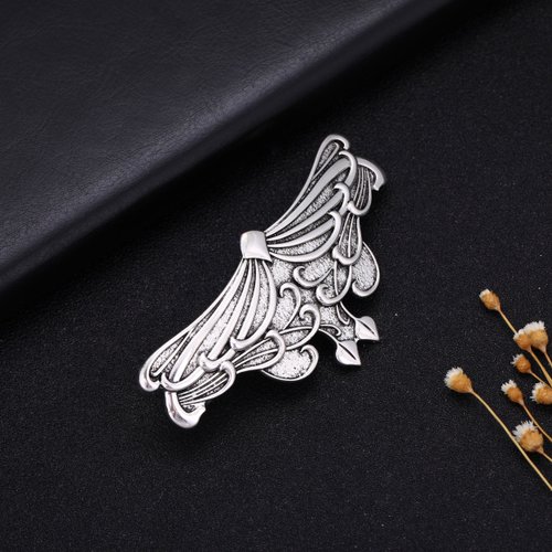 TEAMER Art Nouveau Leaf Hair Clip Metal Barrettes Hair Accessories Styling for Women (Silver)