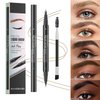 Vawolecy Microblading Eyebrow Pen, Brow Pencil 2-in-1 Dual-Ended Eyebrow Pencil with Micro-Fork-Tip Applicator and Precise Brush-Tip Create Hair Like Brows, Last All-Day