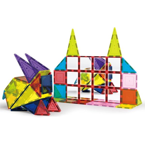 PicassoTiles Mirror Magnetic Building Tile Blocks, Construction Sensory Gifts Magnets Expansion Square Set, Toddler Magnets, Educational Toys for 3+ Year Old, Kindergarten Toys, Stacking Blocks