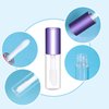 Mydio 50 Pack 1.2ML Clear Mini Lip Gloss Tube Empty Lip Balm Containers With Purple Lid for Lipstick (Purple)