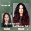 Ugeat Balayage Clip in Hair Extensions Black to Wine Red Hair Extensions Clip ins Real Human Hair Ombre Black to Burgundy Clip in Human Hair Extensions Full Head 16 Inch 7pcs 120g(105g Hair+15g Clips)