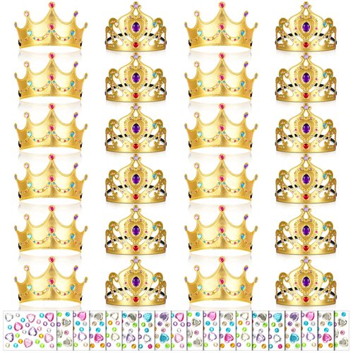 Yaomiao 44 Pcs Foam Crowns for Kids Princess Tiaras Crowns Bulk Diamond Sticker Making Kits for B...