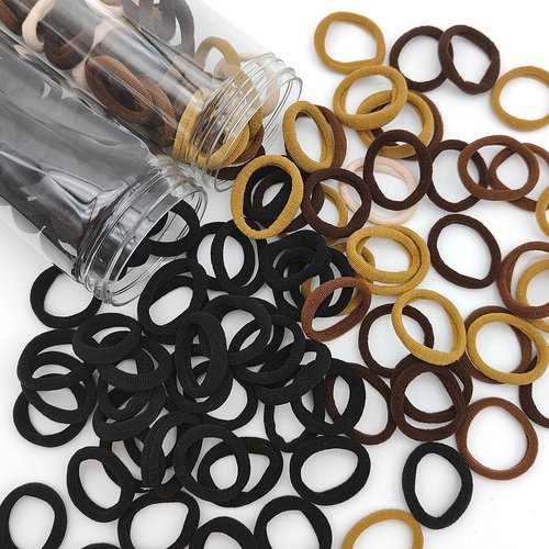 200 pcs Hair Ties, DaKuan Hair Ties No Damage, Hair Scrunchies, Seamless Towel Ring, No Crease Ponytail Holders, Suitable for Long Hair, Medium-Length Hair Decoration, Fixed (Black and Brown)
