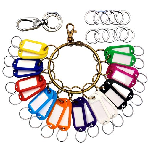 Key Tags, 20 Key Label Tags with Ring, 10 Key Chain Rings, 1 Key Clip, 1 Janitor Key Ring, Suitable for Company, Home Key Management.